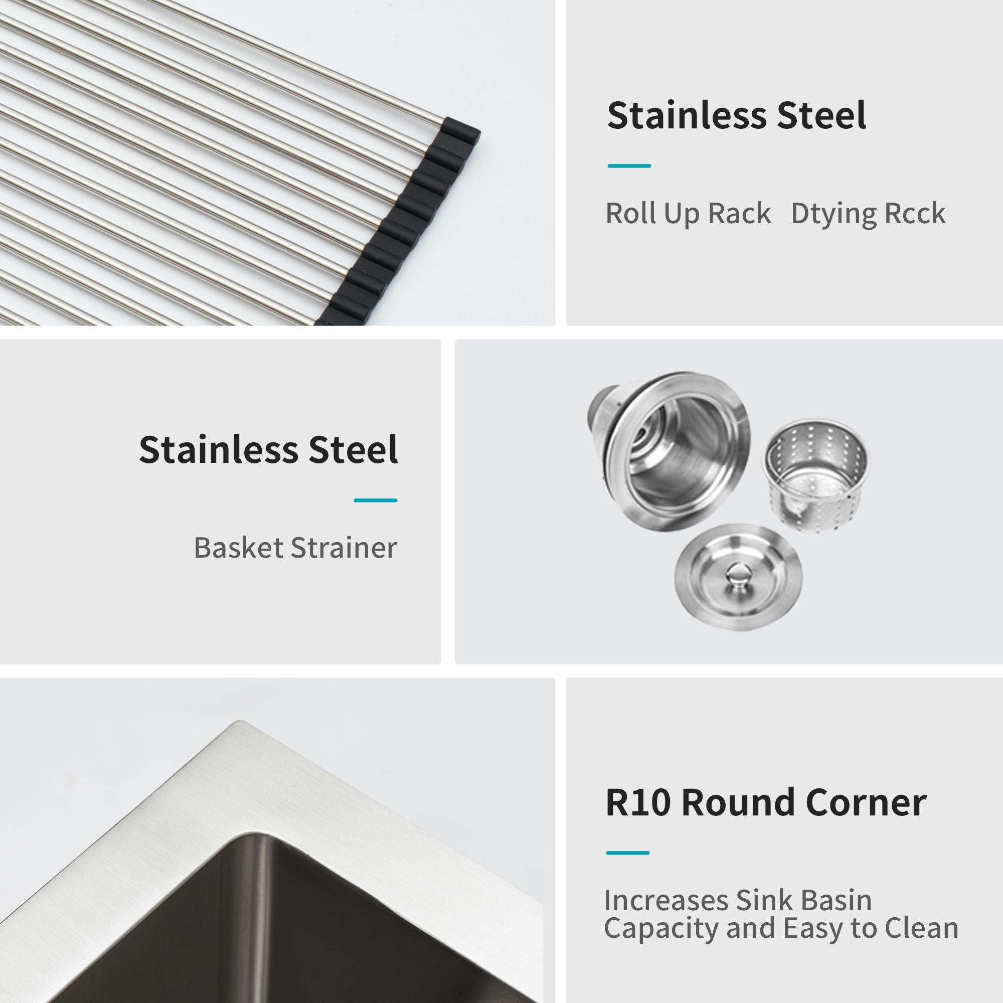 Modern Undermount Stainless Steel Kitchen Sink 16 Gauge, Deep Single Bowl