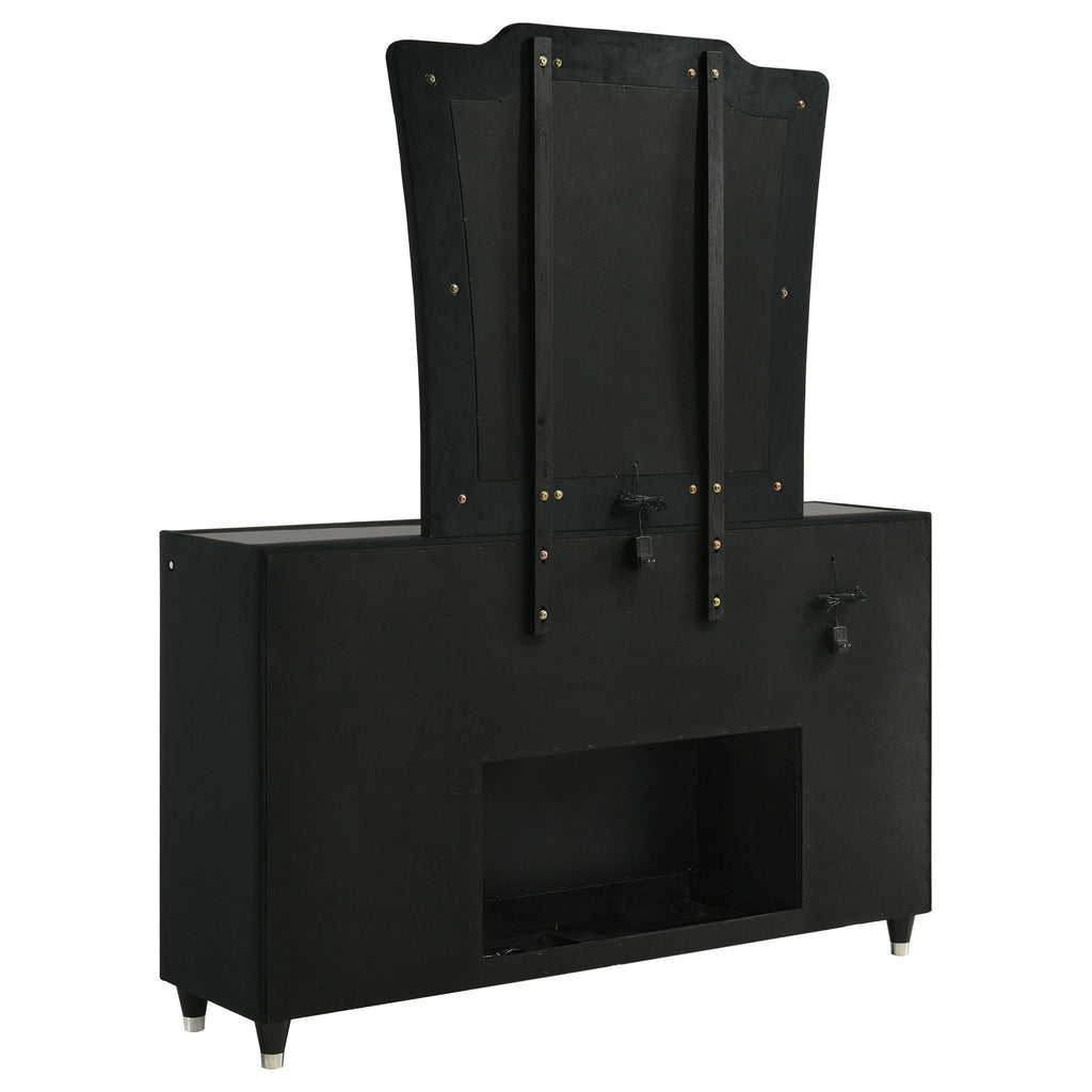Mika - 8 Drawer LED Dresser And Mirror Set - Black