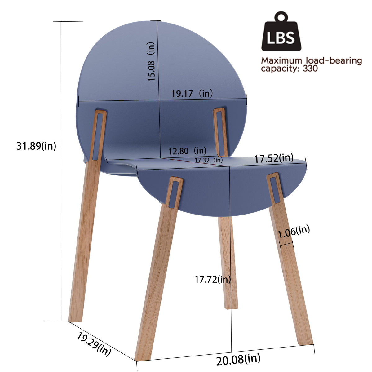 4 Piece Set Of Single Chairs, Traditional Elements With Round Table