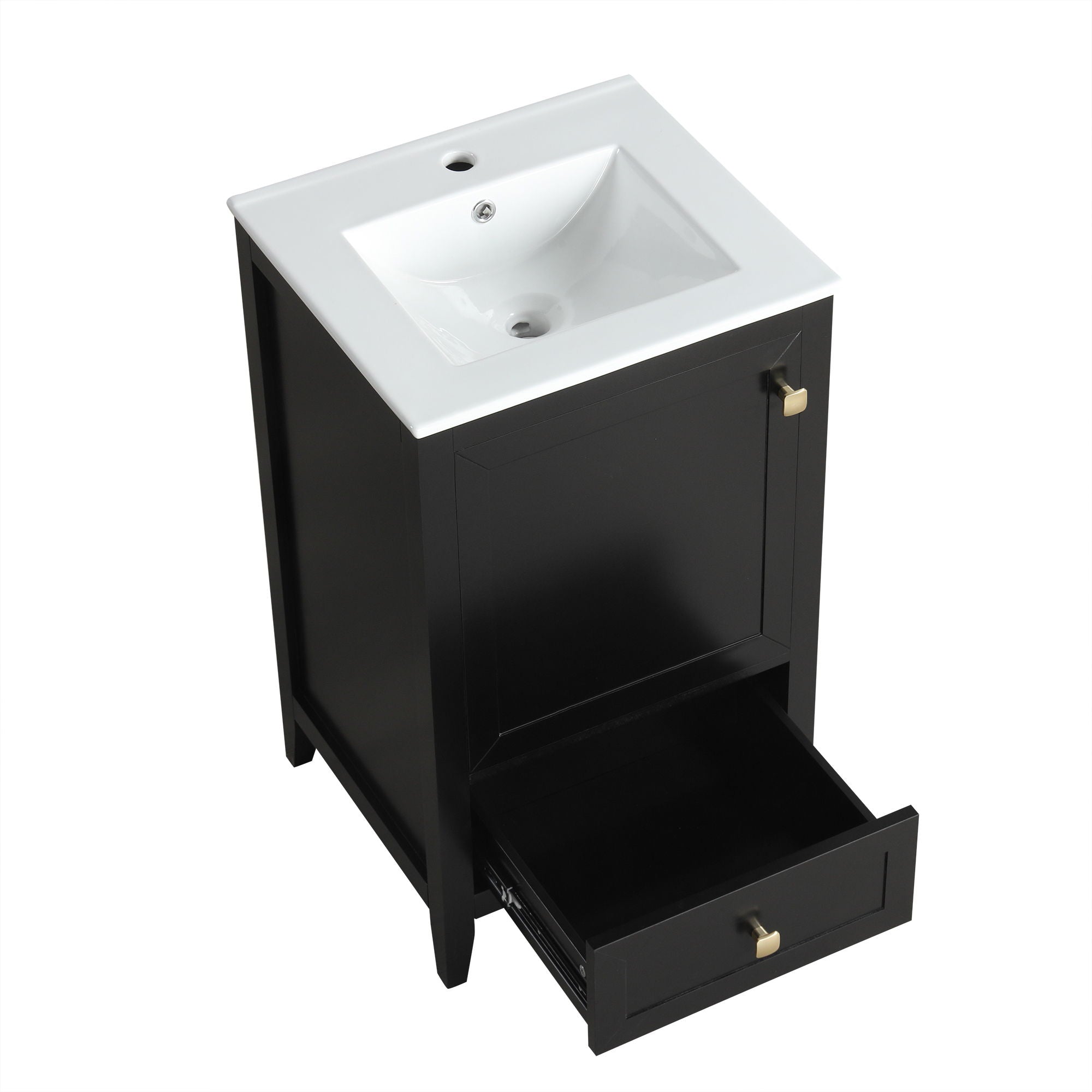 Bathroom Vanity With Sink, Soft Closing Cabinet Door, Storage Rack And Drawer