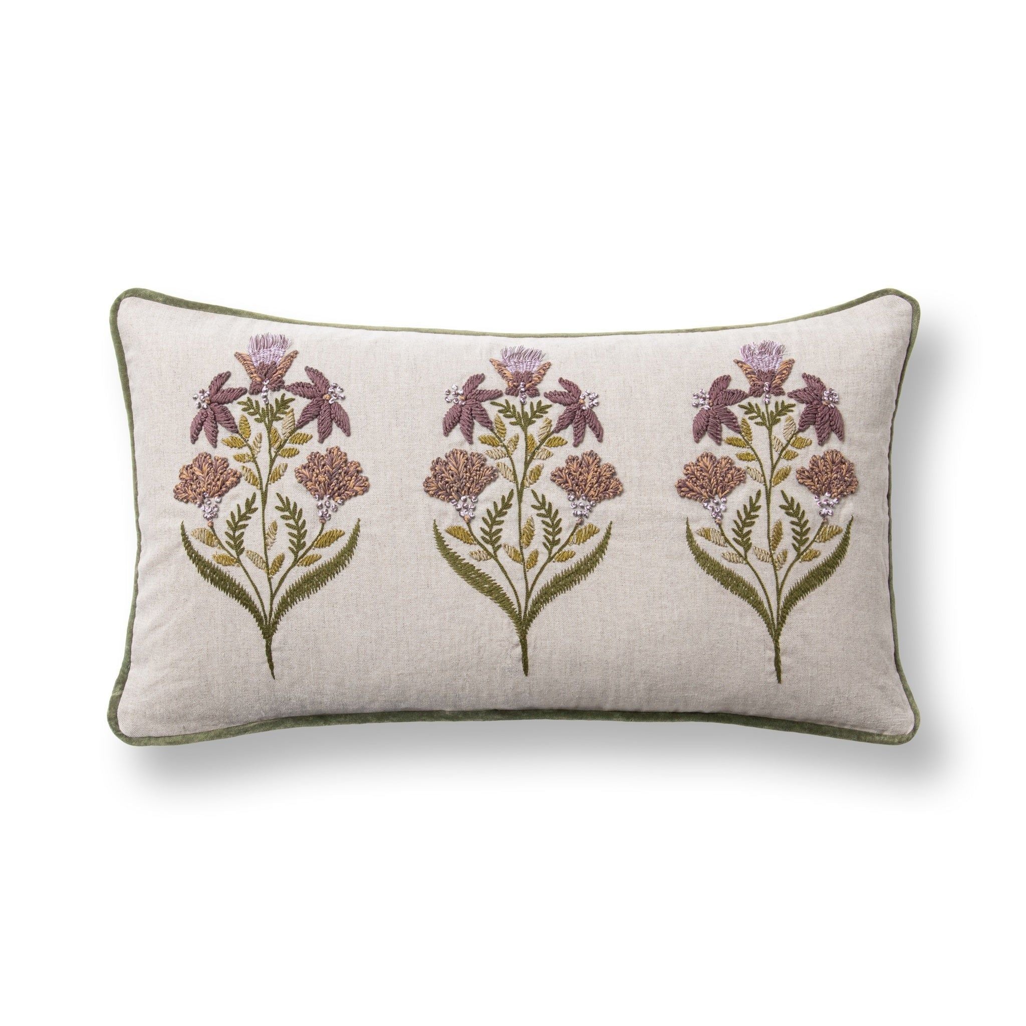 Belcourt - 14" x 26" Pillow - Floral Multi / Olive Green