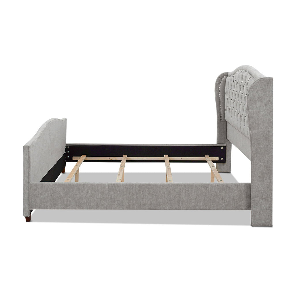 Marcella - King Upholstered Shelter Headboard Bed Set - Silver Gray