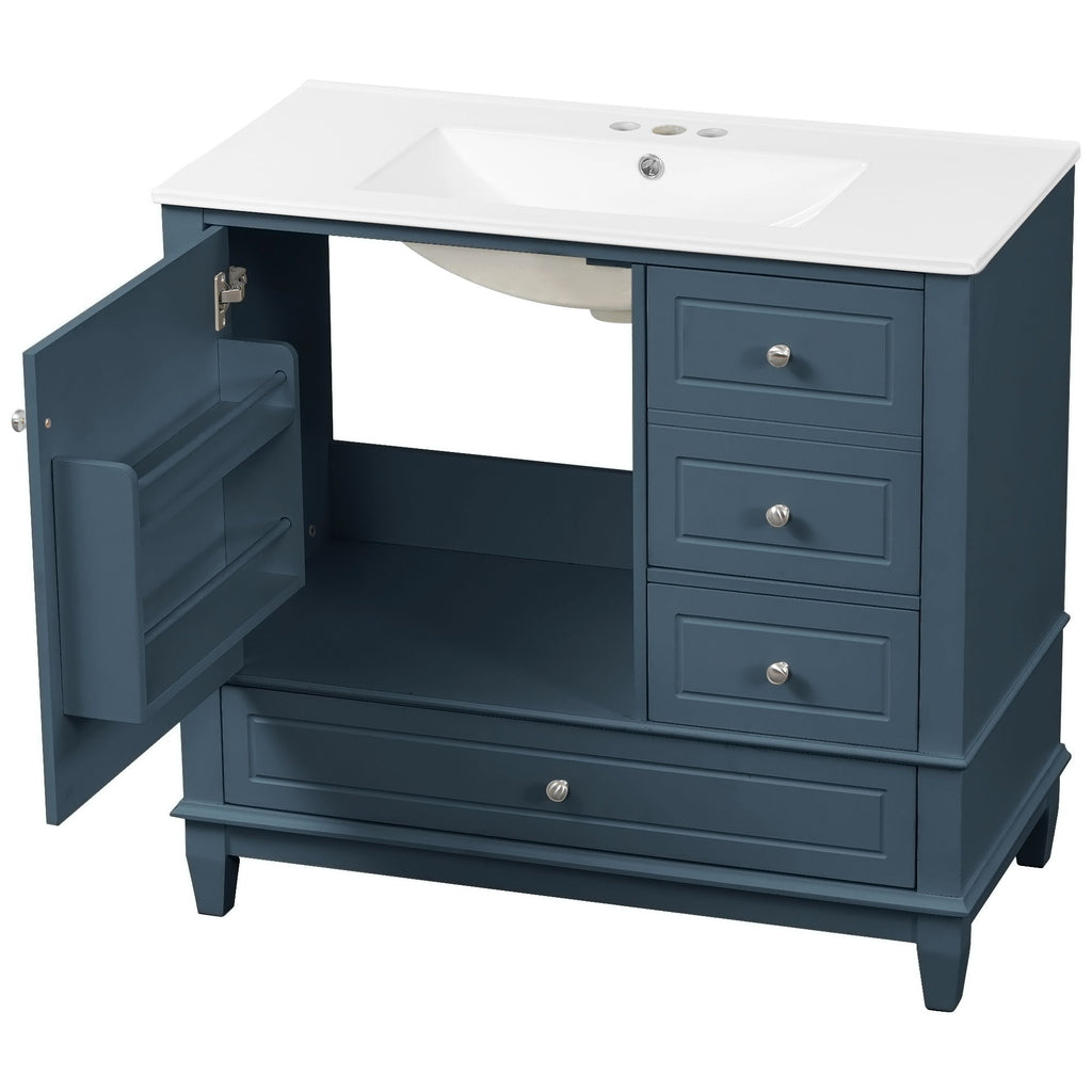 Modern Bathroom Vanity With Sink, 3 Drawers & Cabinet