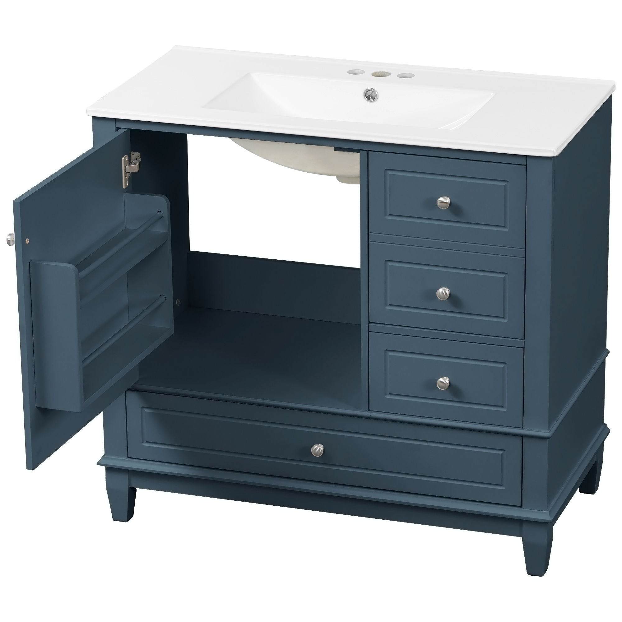 Modern Bathroom Vanity With Sink, 3 Drawers & Cabinet