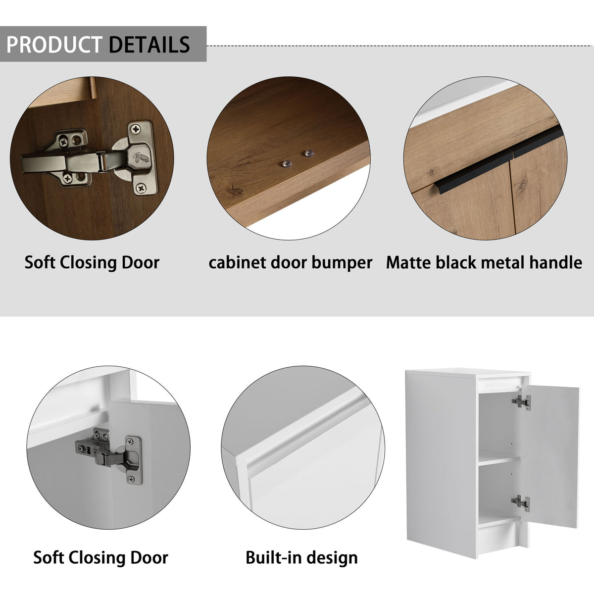 48" Freestanding Bathroom Vanity With Sink And 2 Storage Cabinets, Soft Closing Door - Imitative Oak / White