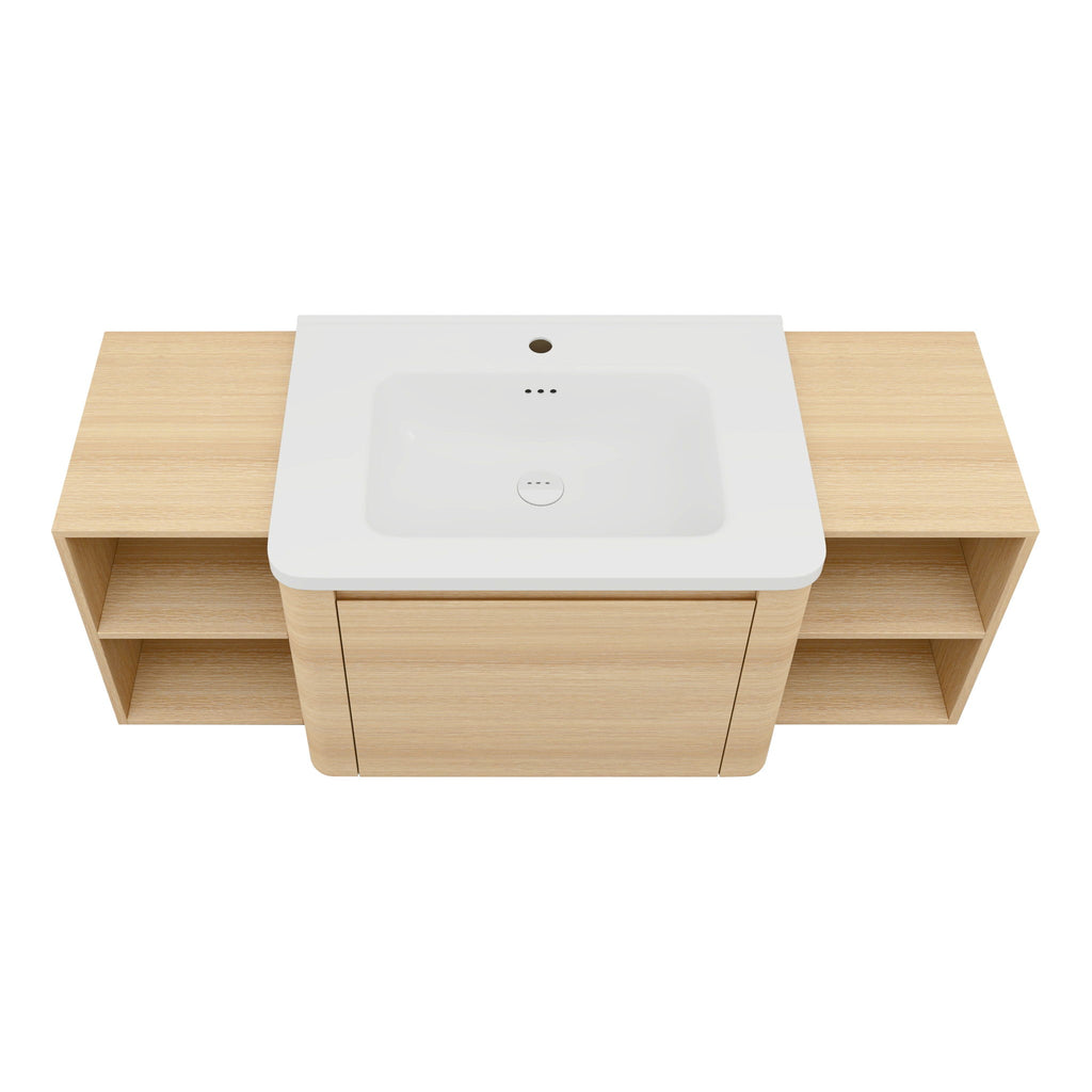 Wall Mounted Bathroom Vanity With Sink, Storage Shelves & Soft Close Door