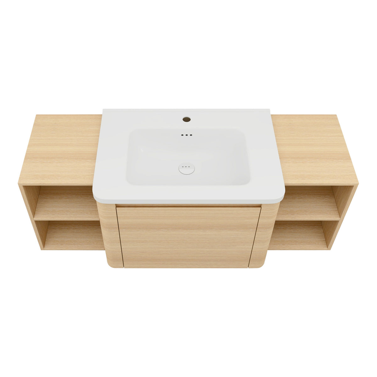 Wall Mounted Bathroom Vanity With Sink, Storage Shelves & Soft Close Door