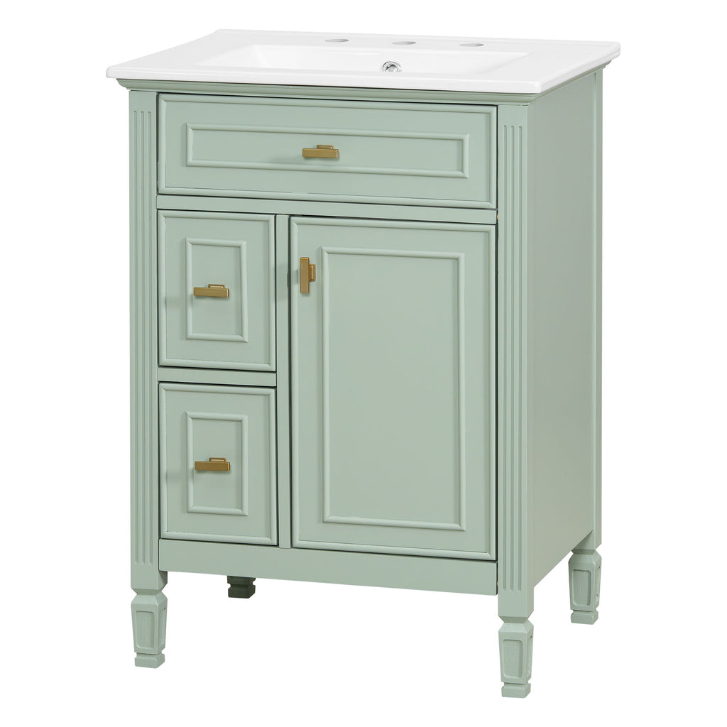 Modern Bathroom Vanity With Sink, Flip Drawer, 2 Drawers, Adjustable Shelf