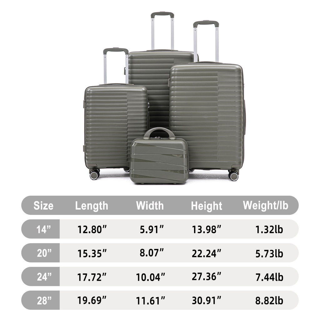 4 Piece Luggage Set, Combination Lock