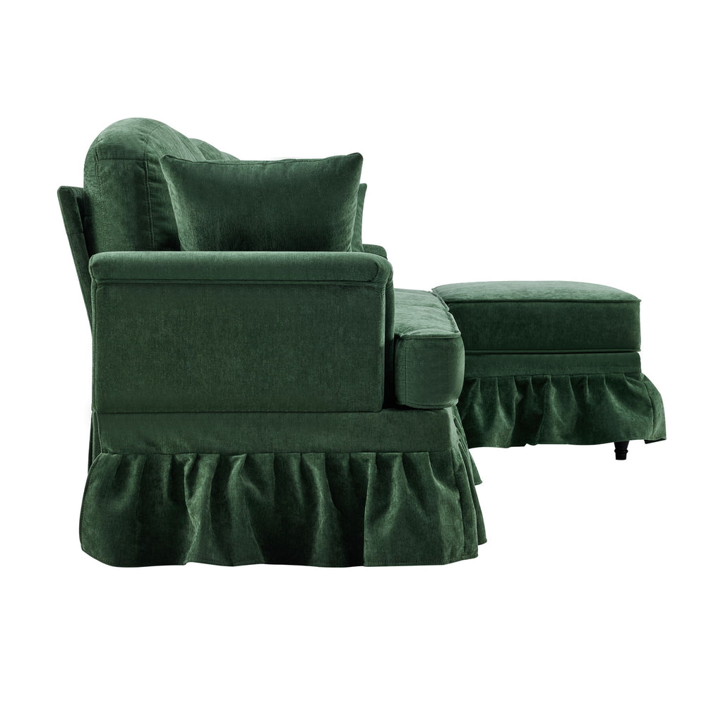 Cloud Sofa With Removable Ruffled Skirt With Ottoman And Flared Arms