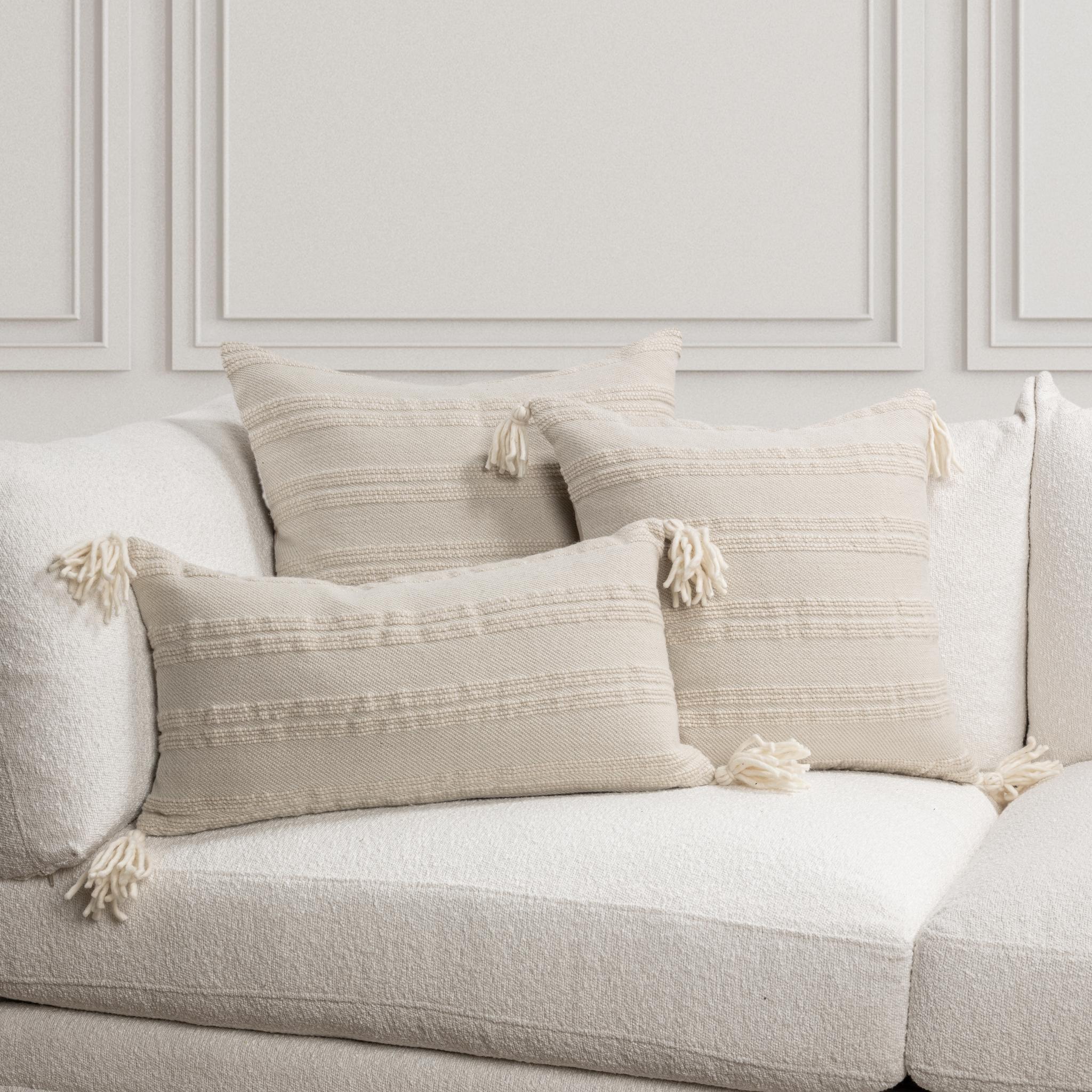 York - 26" x 26" Pillow - Natural / Ivory