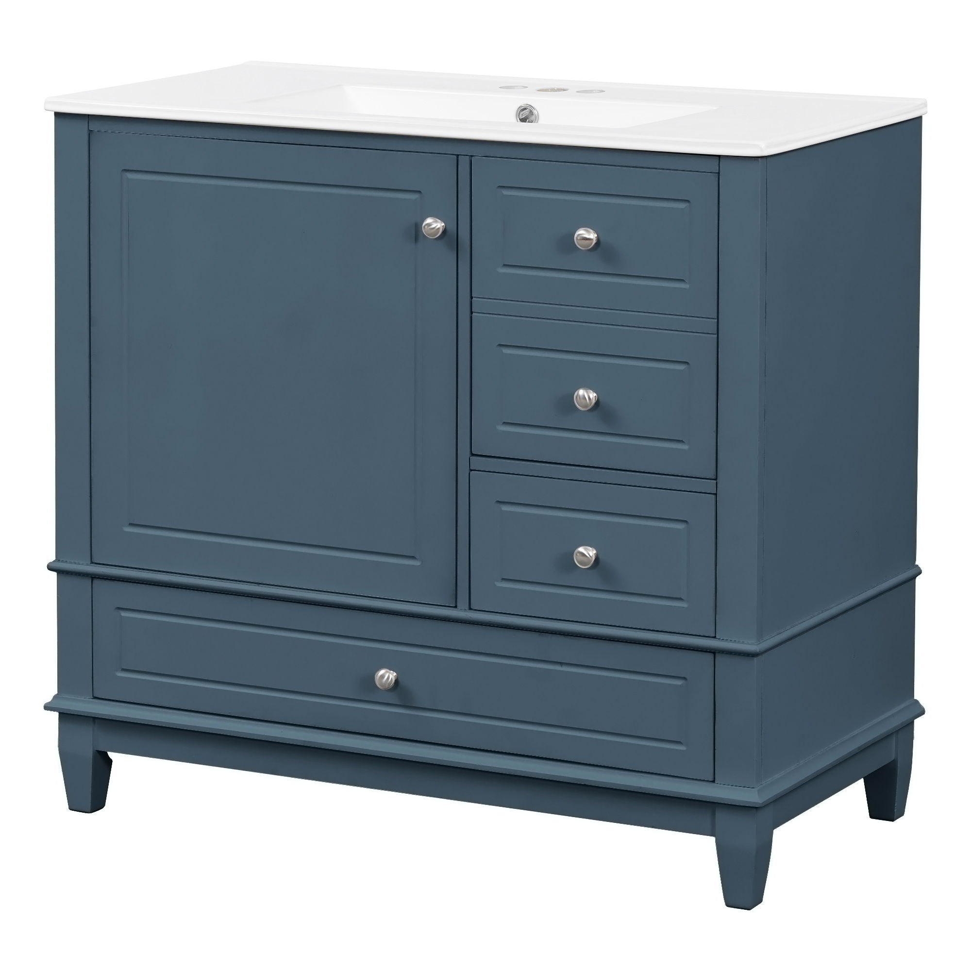 Modern Bathroom Vanity With Sink, 3 Drawers & Cabinet