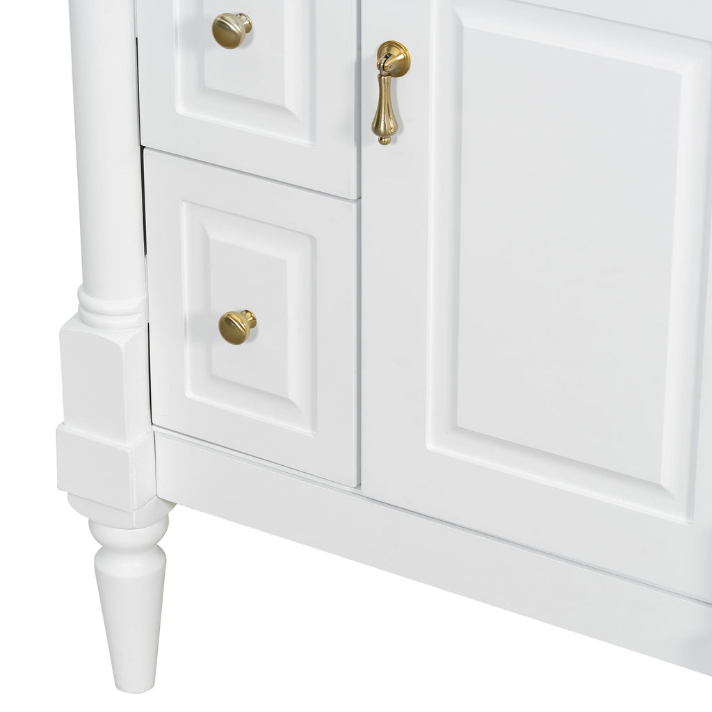 Freestanding Bathroom Vanity With Sink, Adjustable Shelf & Flip Drawer