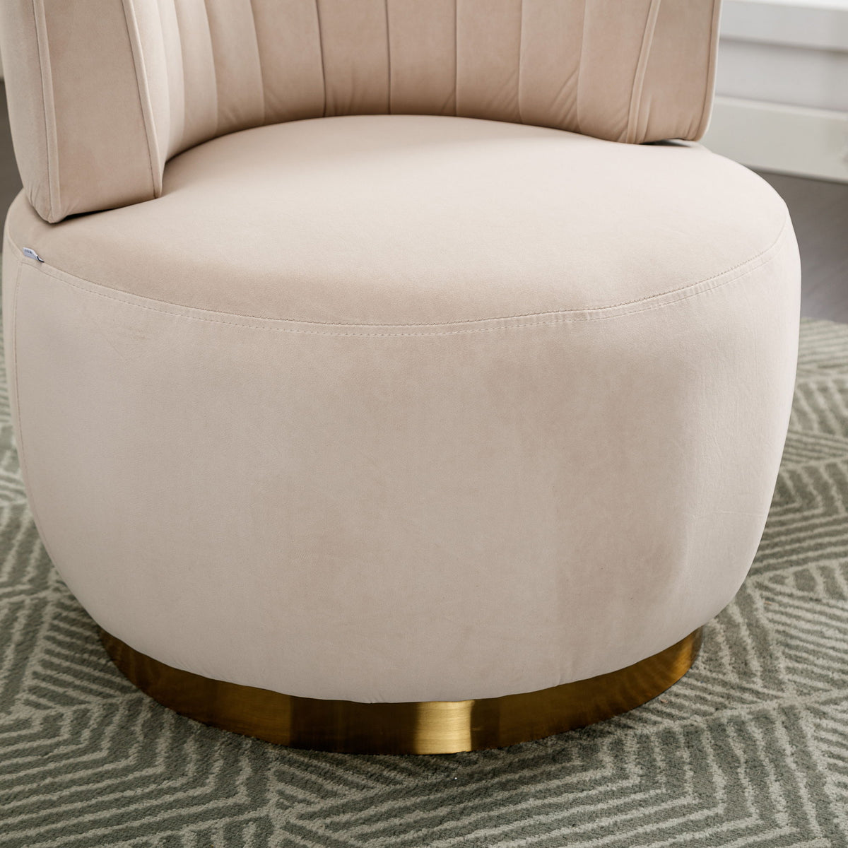 Swivel Barrel Accent Sofa Chair, 360 Degree Rotation, Fluffy Fabric - Beige