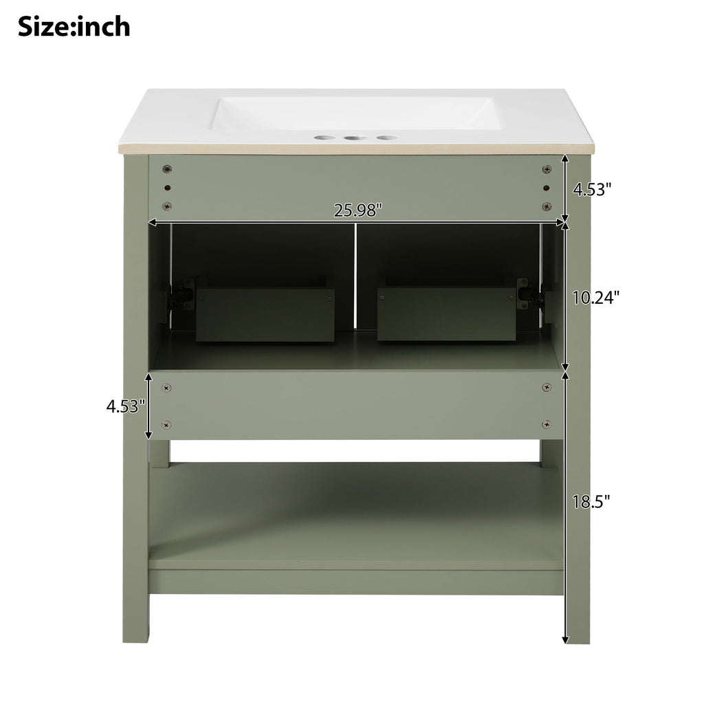 Elegant Bathroom Vanity With Ceramic Sink And Versatile Storage