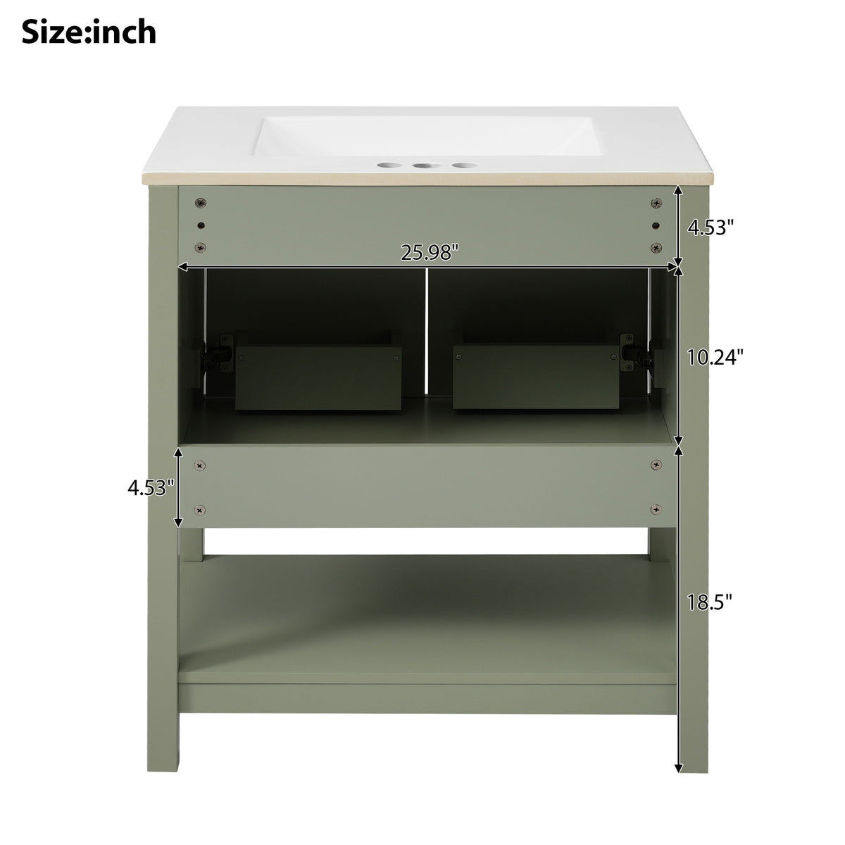 Elegant Bathroom Vanity With Ceramic Sink And Versatile Storage
