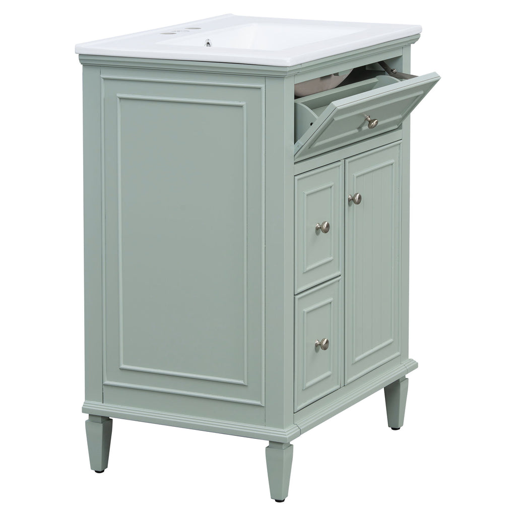 Modern Bathroom Vanity With Sink, Adjustable Shelf, 1 Flip Drawer & 2 Drawers