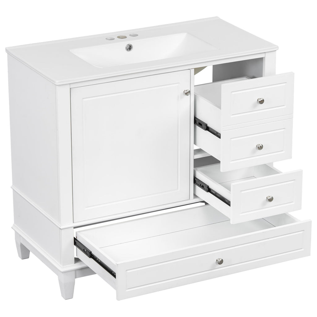 Modern Bathroom Vanity With Sink, 3 Drawers & Cabinet