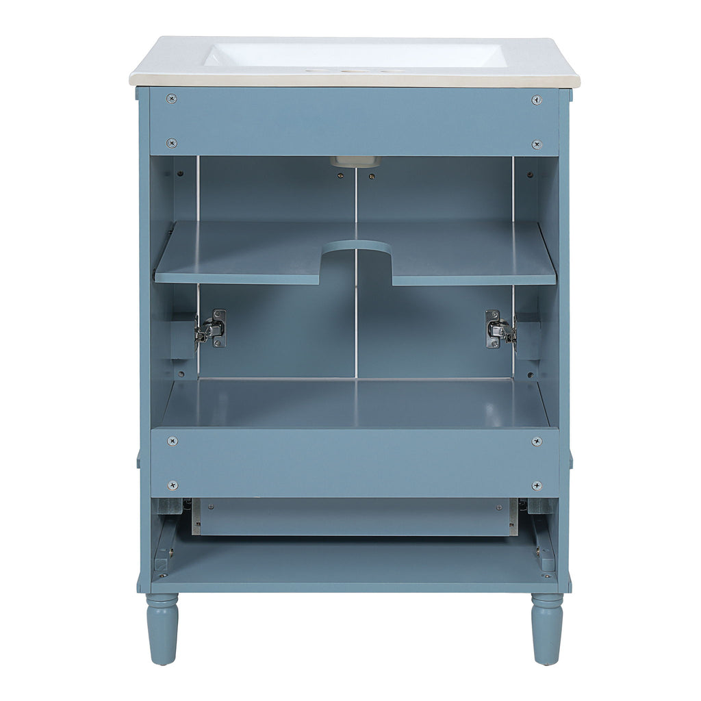 Bathroom Vanity With Ornate French Cylinder Legs, Soft Close Drawer