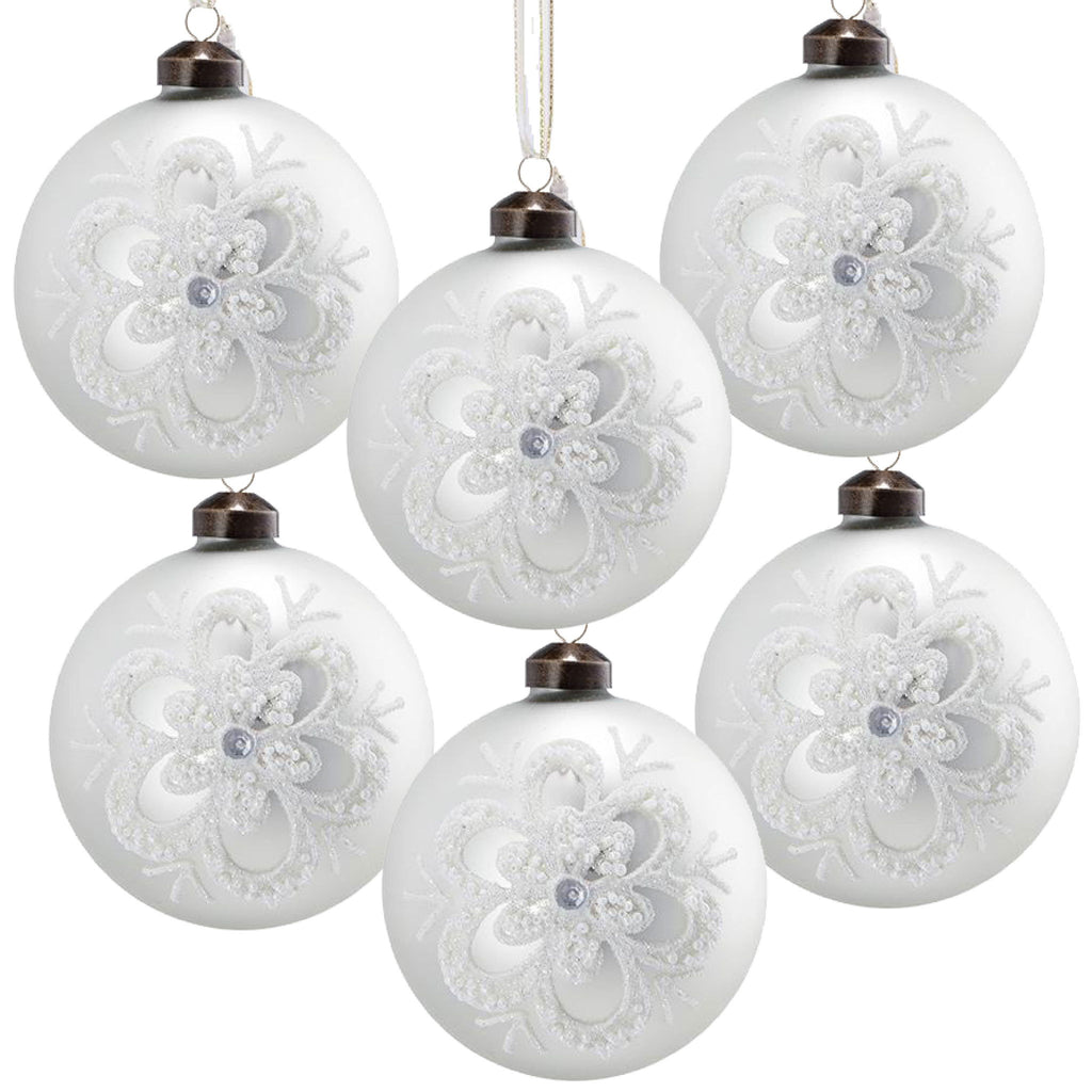 Christmas Ball Ornaments, Decorative Hanging Ball Christmas Tree Ornaments For Holiday Decorations (Set of 6) - White