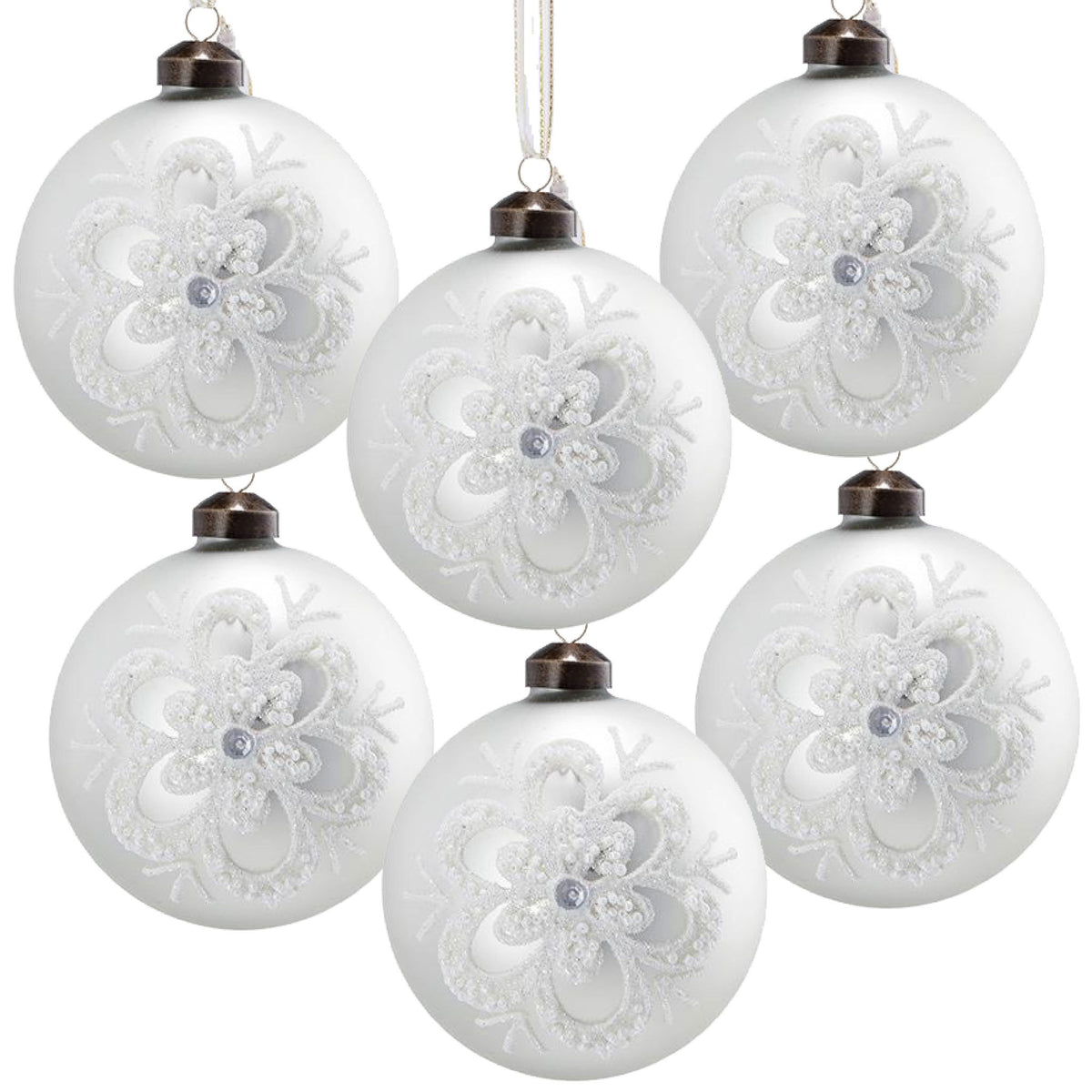 Christmas Ball Ornaments, Decorative Hanging Ball Christmas Tree Ornaments For Holiday Decorations (Set of 6) - White