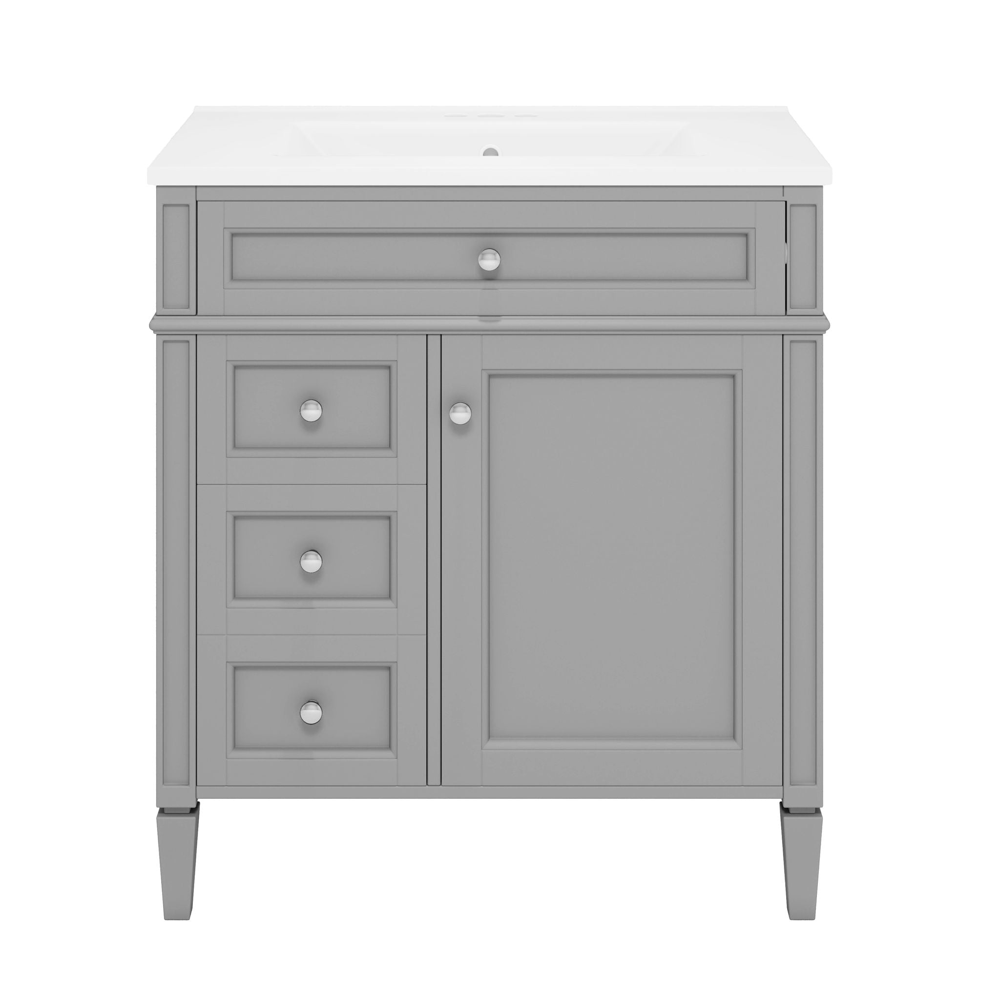 Bathroom Vanity With Medicine Cabinet, Royal Mirror Cabinet, Modern Bathroom Storage Cabinet With 2 Soft Closing Doors And 4 Drawers