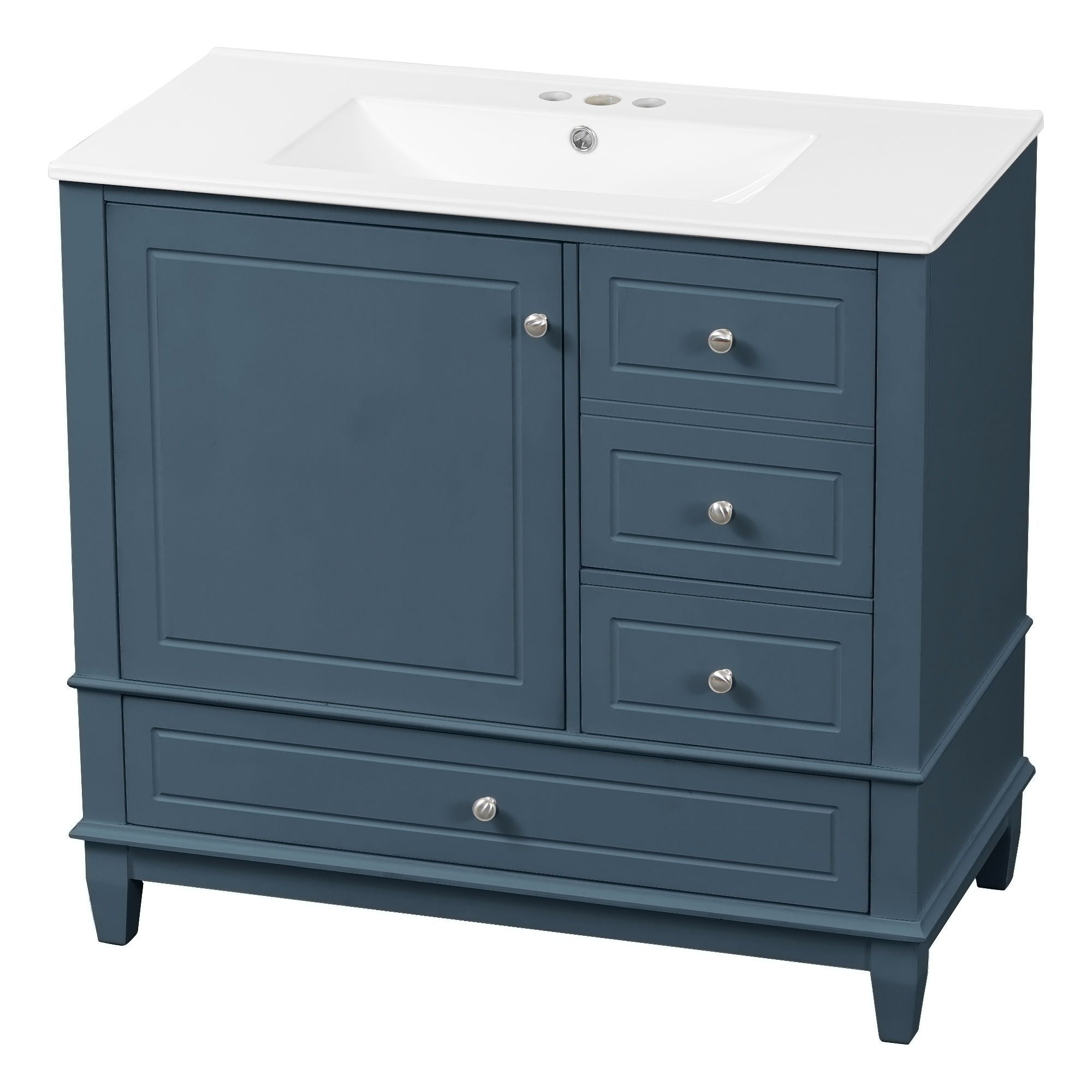 Modern Bathroom Vanity With Sink, 3 Drawers & Cabinet