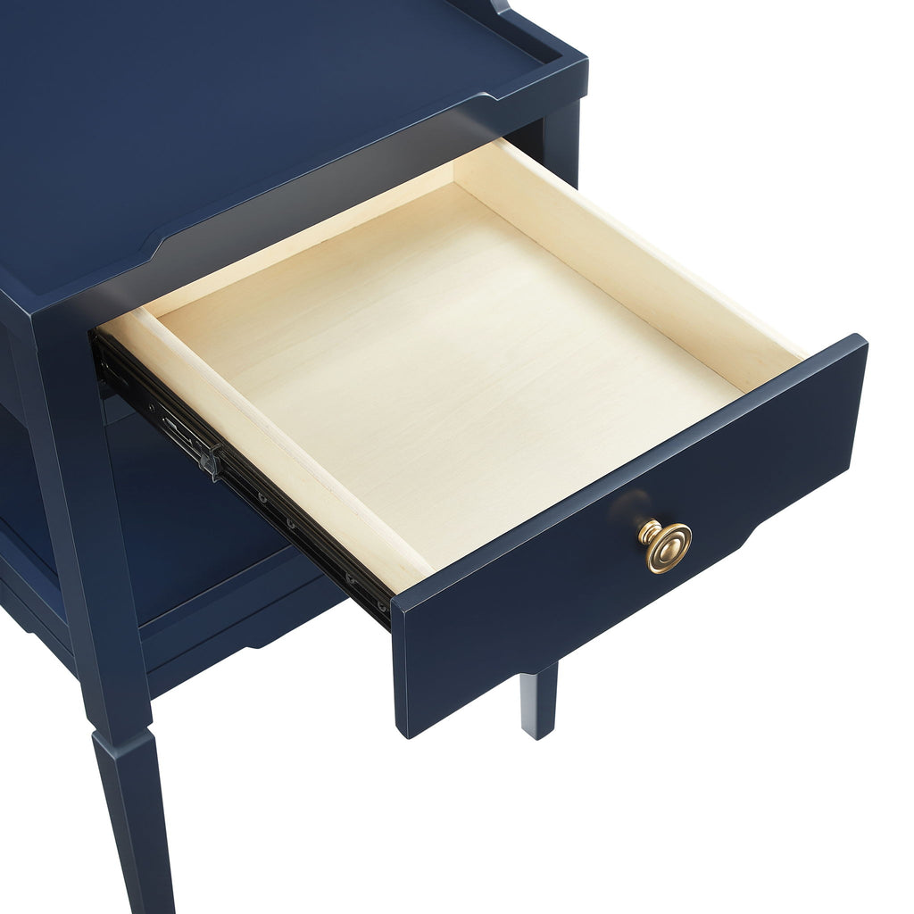 Foley - 1 Drawer Nightstand With Pull - Dark Blue