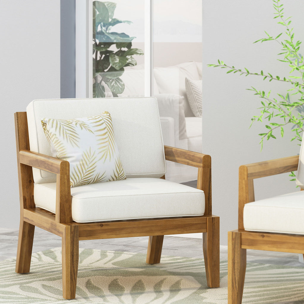Outdoor Club Chair With Cushions - Beige