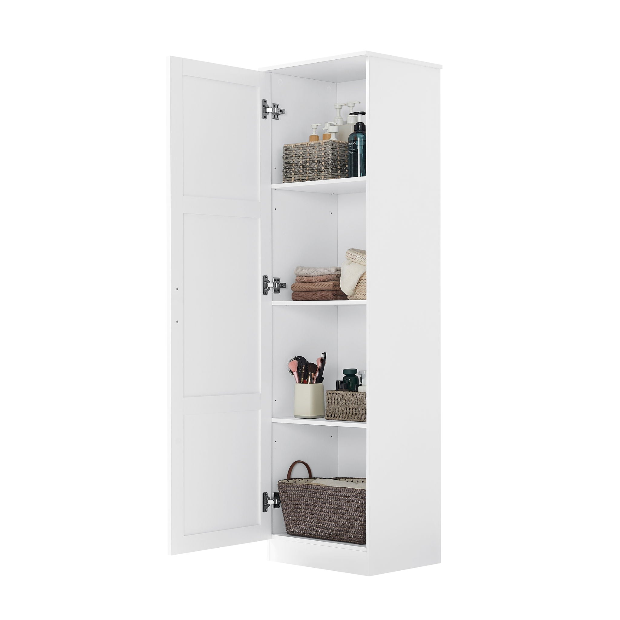 Storage Cabinet With 1 Door And Adjustable Shelf, Rectangle Shape - White