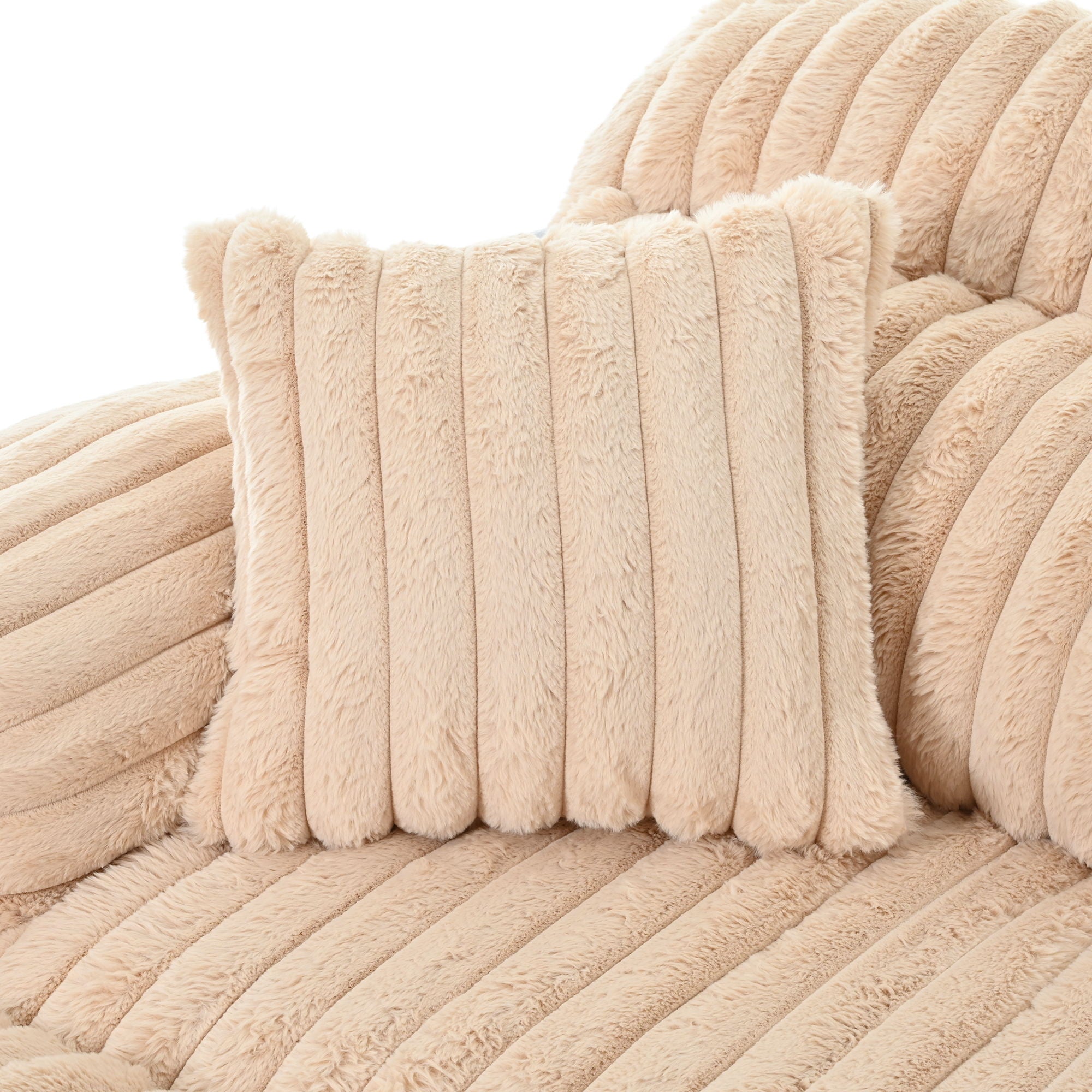 Chaise Lounge Cloud Sofa With 2 Throw Pillows - Champagne
