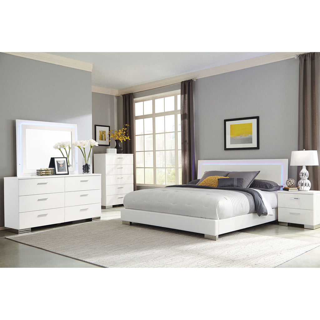Dulcey - 6 Drawer Dresser With LED Mirror - Gloss White