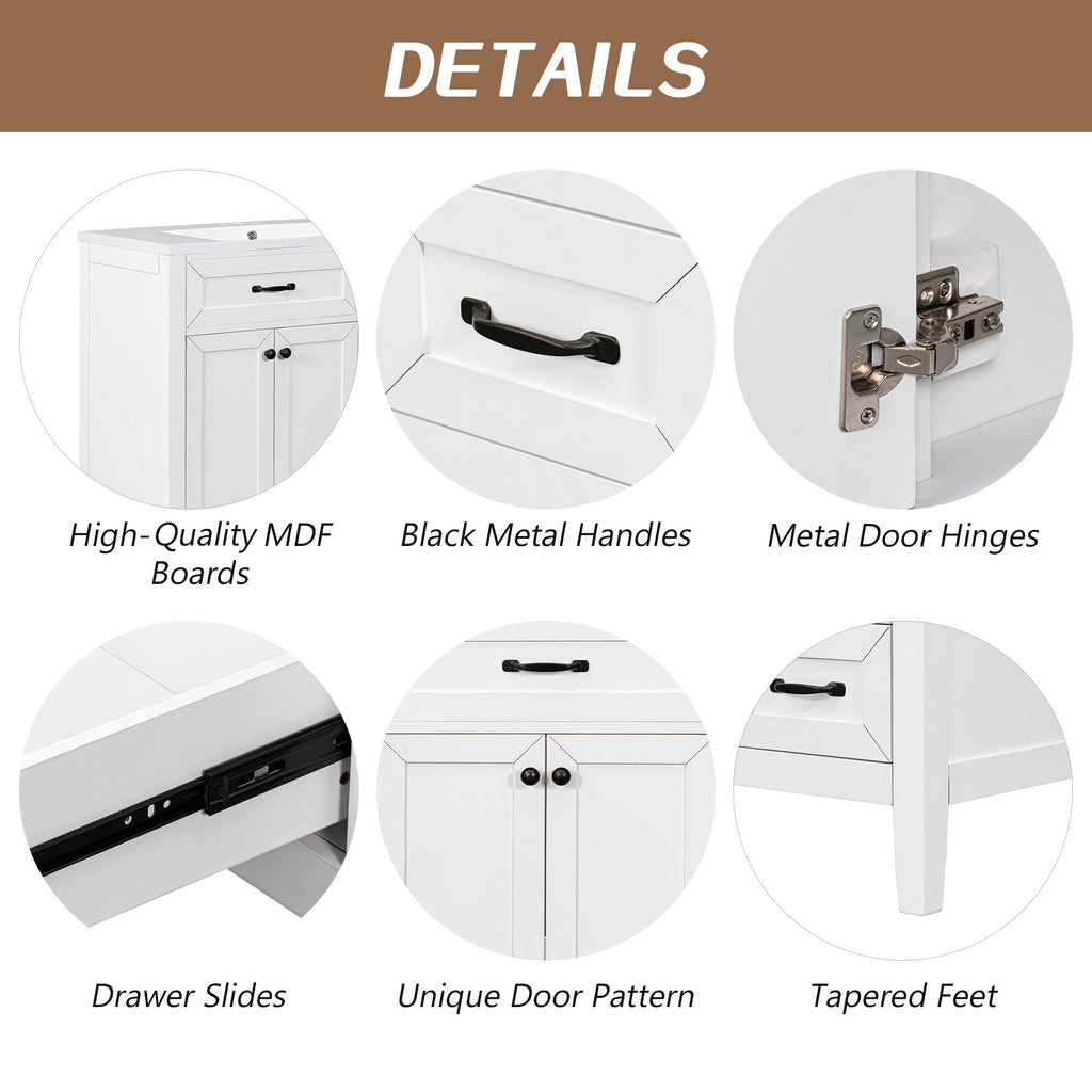 Modern Bathroom Vanity With Sink, Freestanding Design With Drawers And Doors