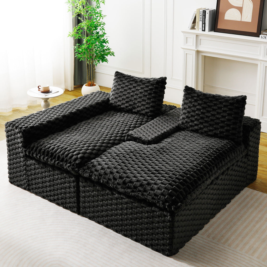 Modular Sofa, Convertible Twin Seat With Chaise Lounge