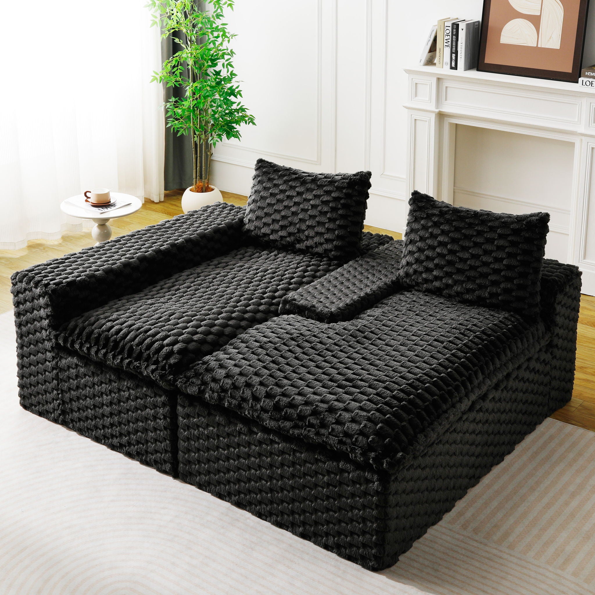 Modular Sofa, Convertible Twin Seat With Chaise Lounge