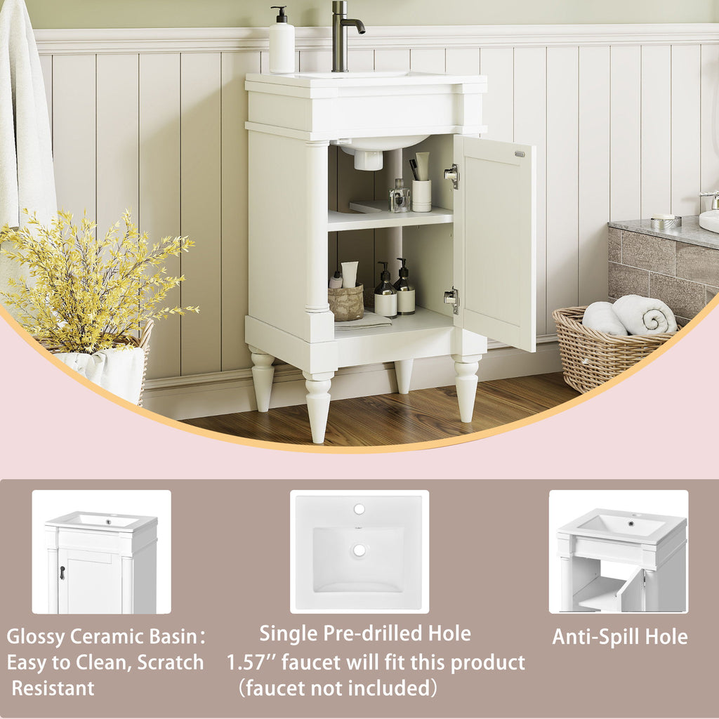 Bathroom Vanity With Sink, Storage Cabinet With Door, Drop In Sink, Compact Freestanding Design