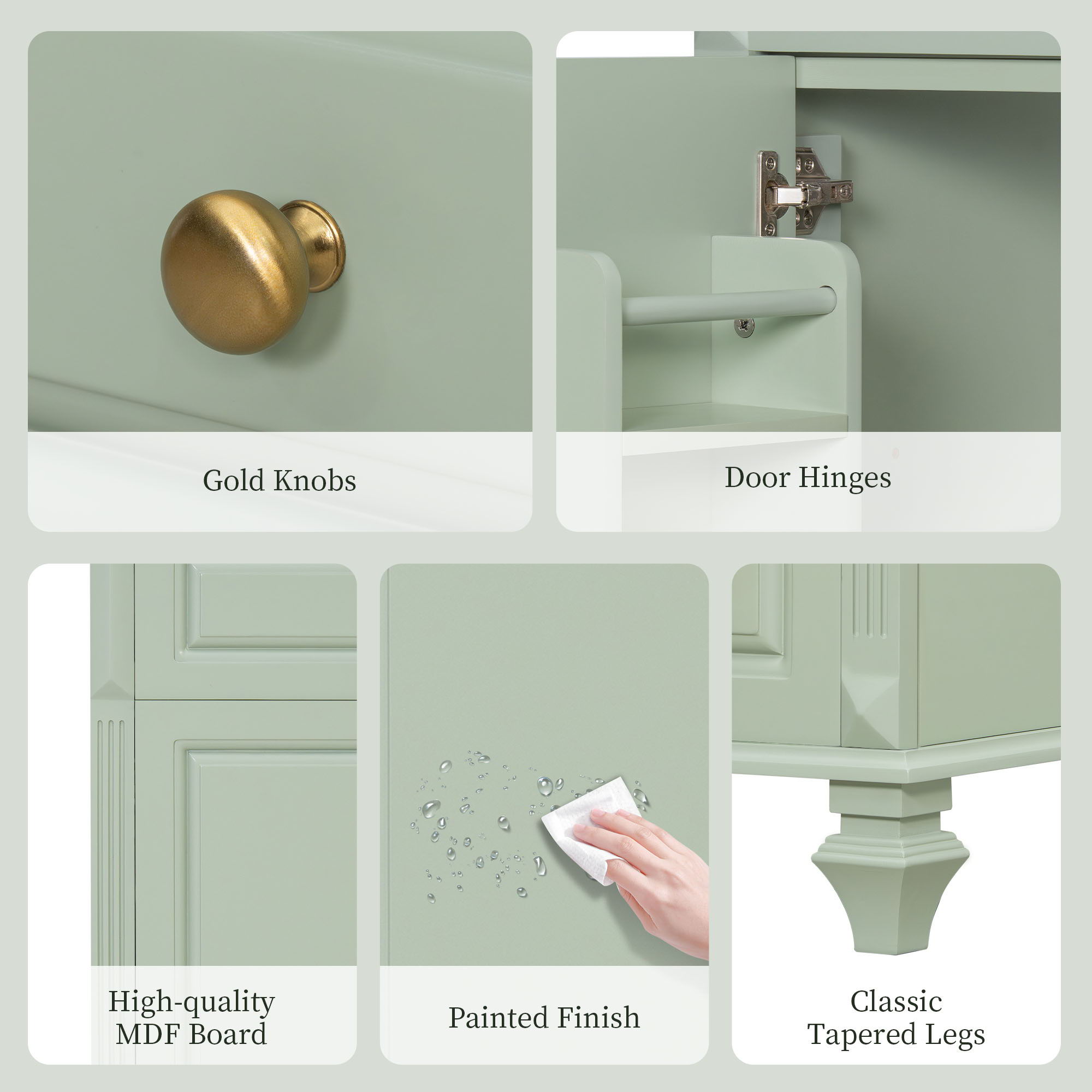 Freestanding Bathroom Vanity With Sink, 3 Drawers & Flip-Out Drawer