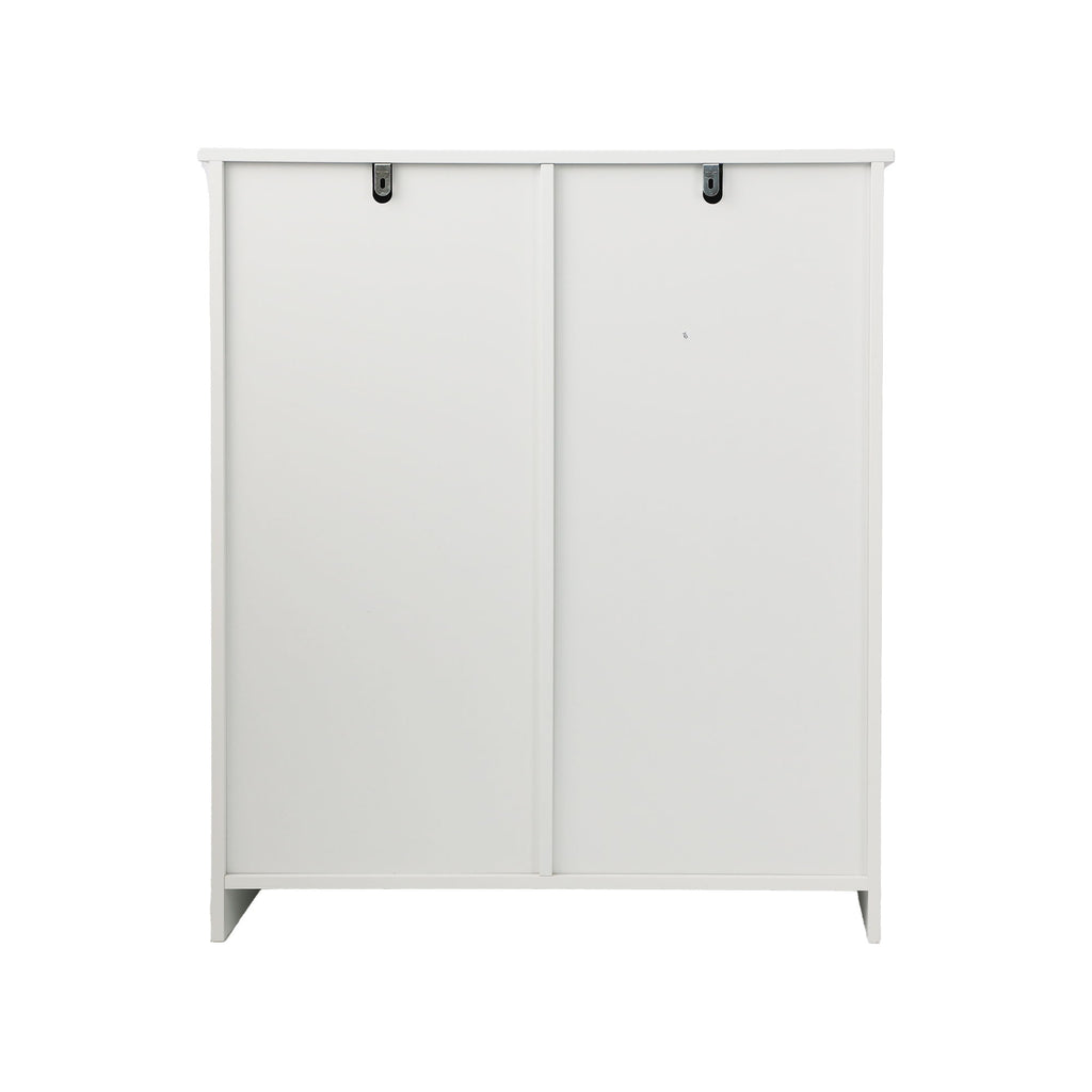 Louvered Flip Top Laundry Cabinet With Dual Fabric Baskets - White