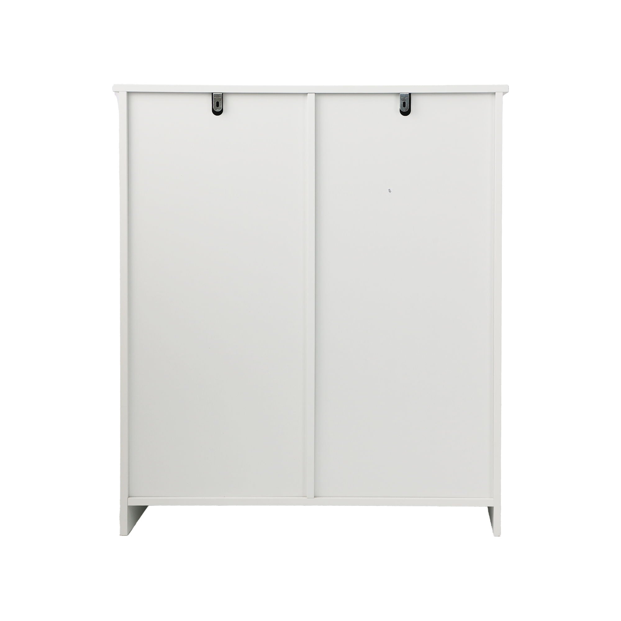 Louvered Flip Top Laundry Cabinet With Dual Fabric Baskets - White