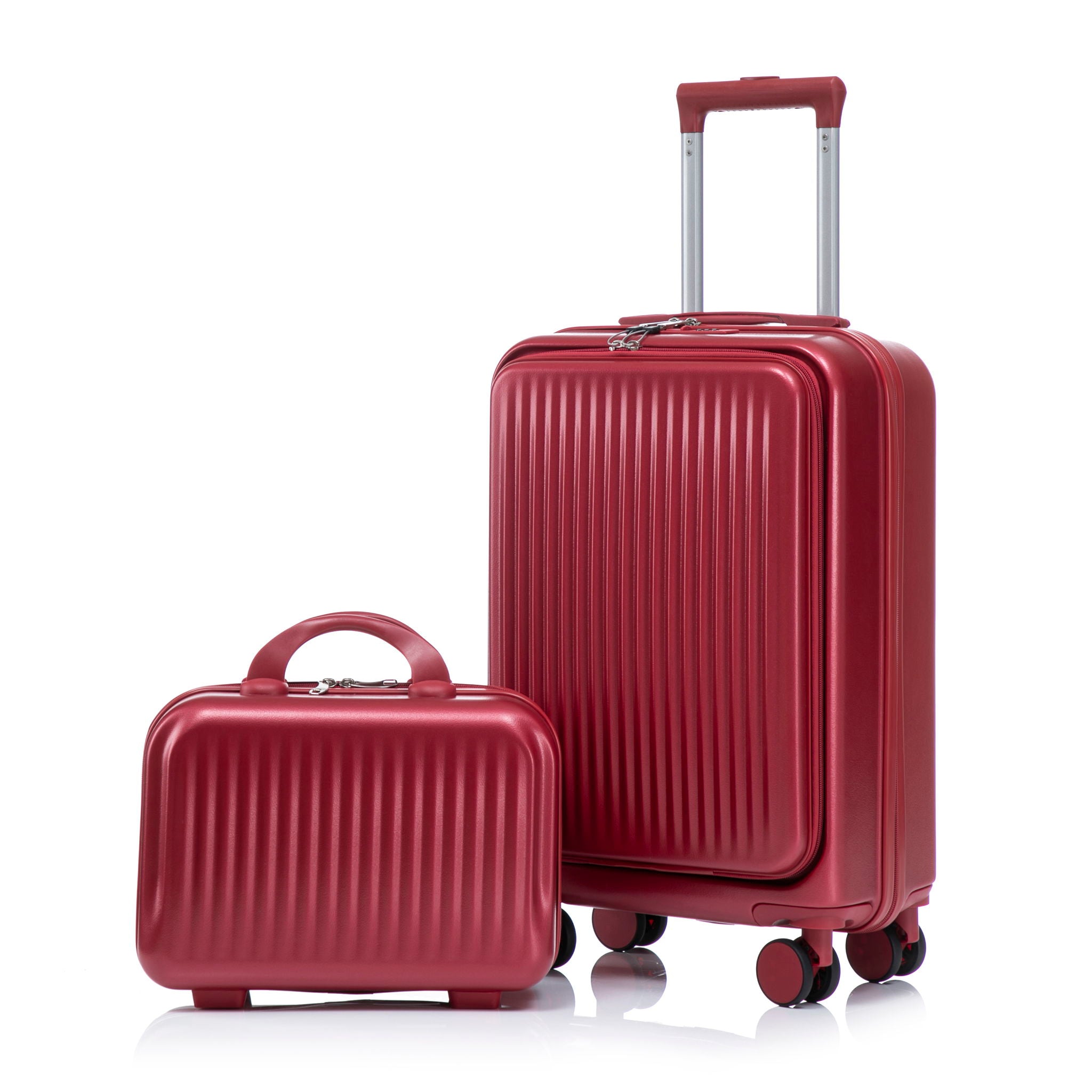 Luggage Set With Cosmetic Case, Combination Lock, Front Opening Design
