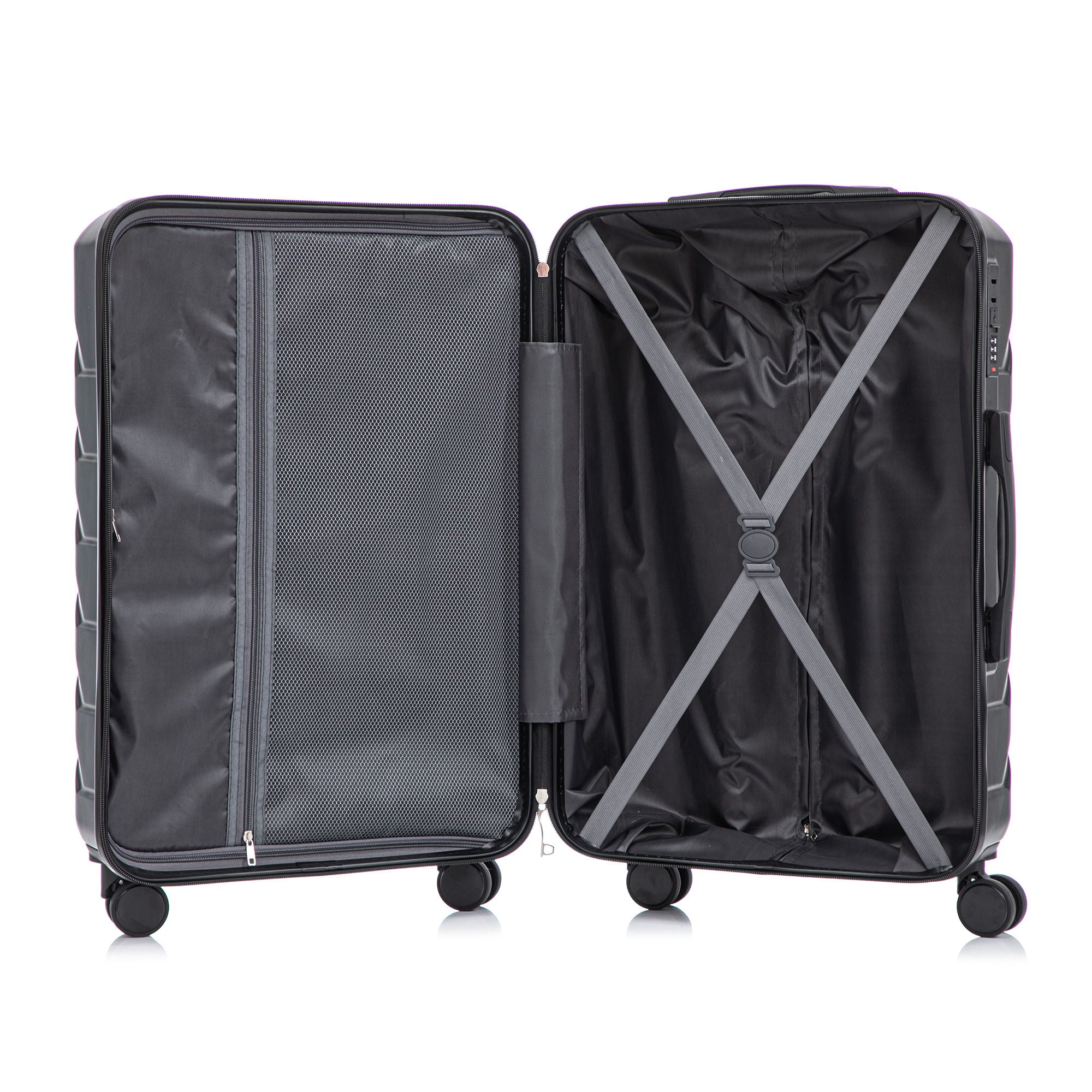 Hard Shell Luggage With Scratch Resistant Surface, 4 Wheels, Combination Lock & Side Hooks