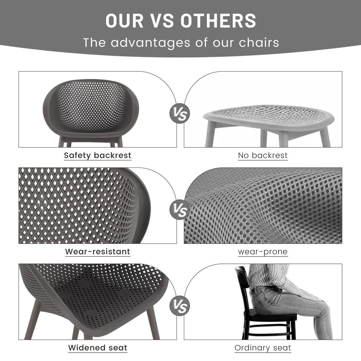 2 Piece Durable Single Chair With Hollow Out Design