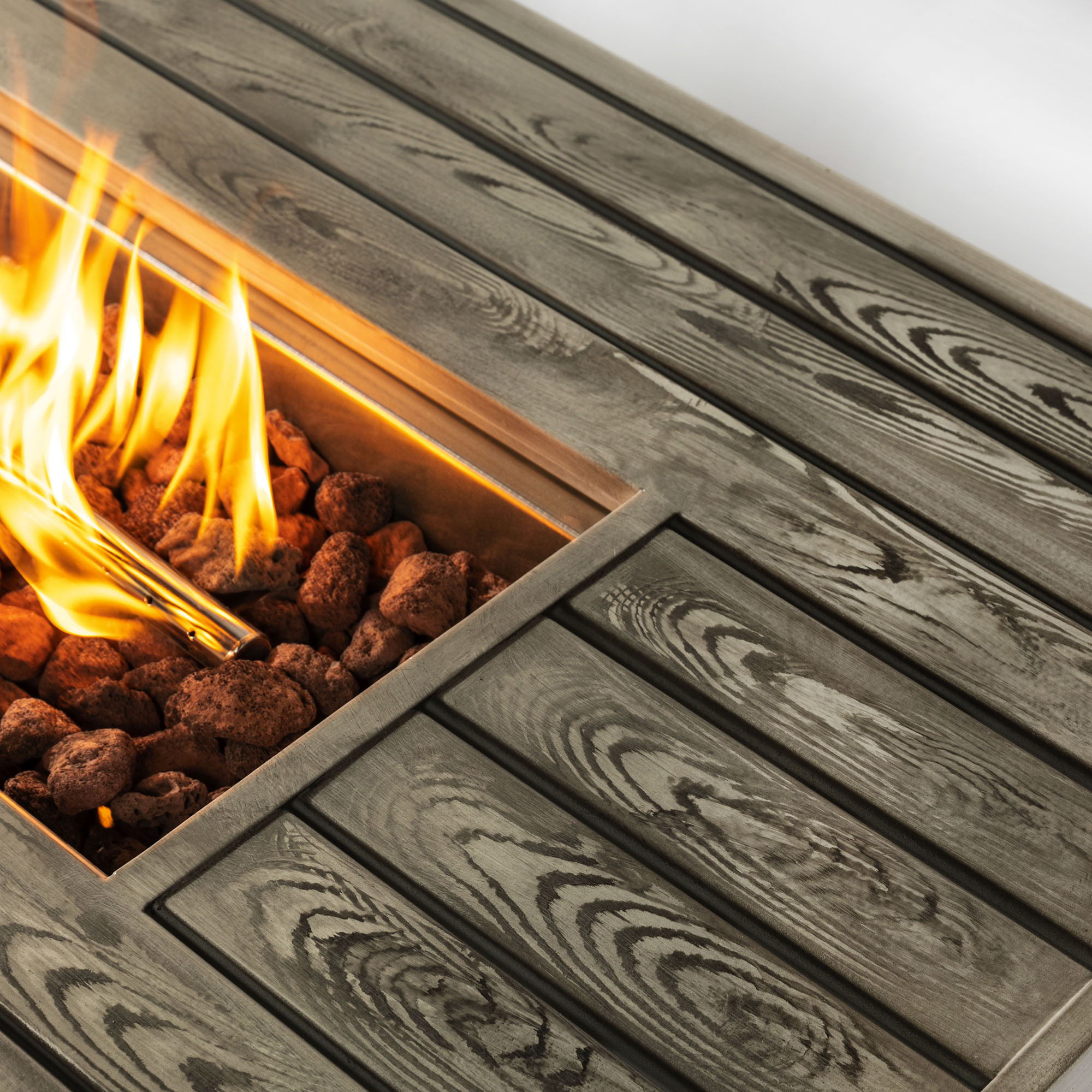 Propane Gas Fire Pit Table, 50000 Btu, Rectangular For Outside - Light Beige
