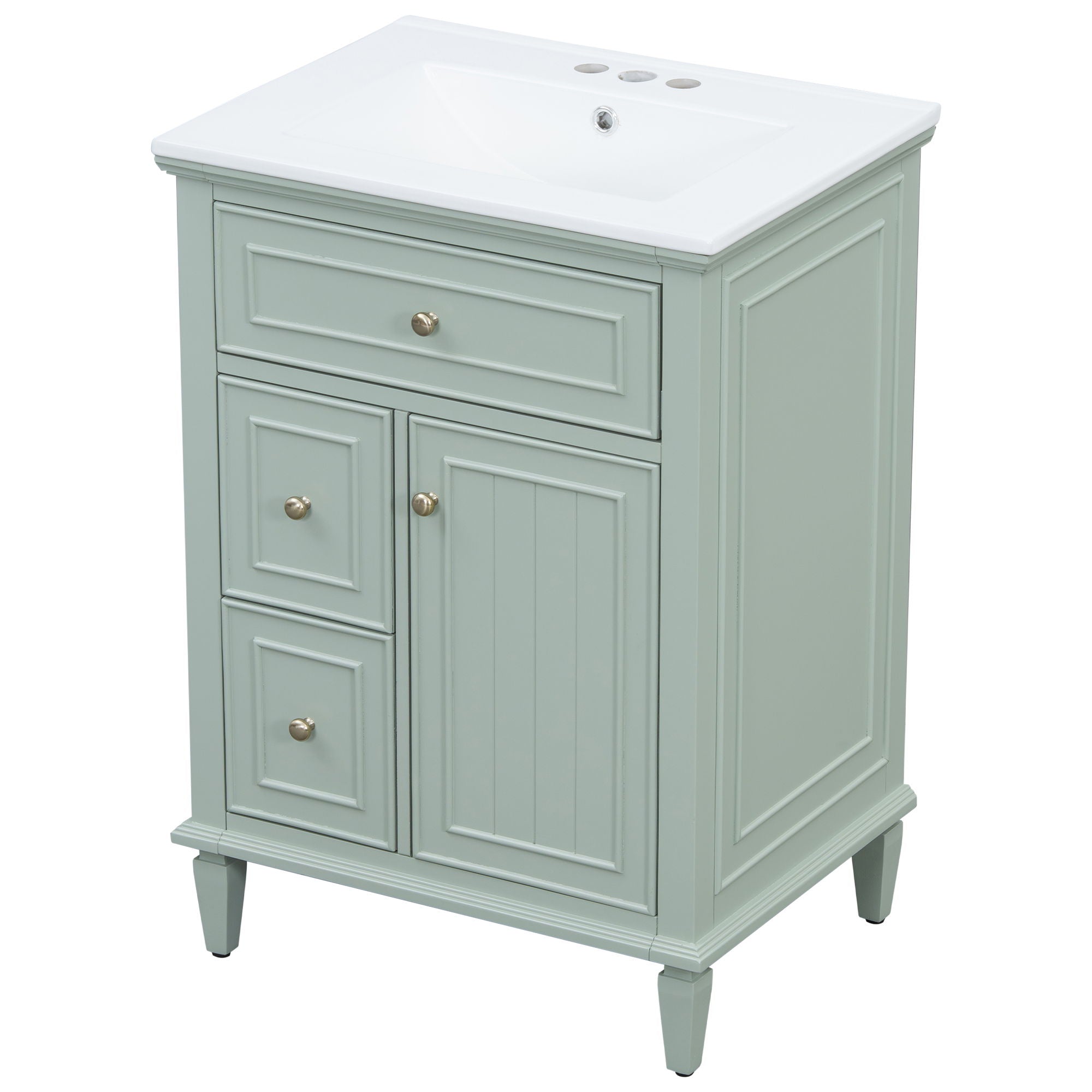 Modern Bathroom Vanity With Sink, Adjustable Shelf, 1 Flip Drawer & 2 Drawers