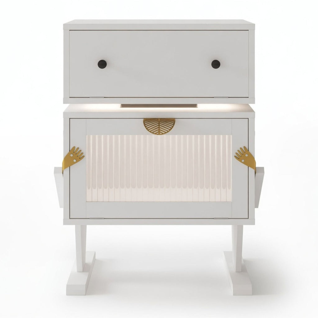 Robot LED Nightstand With 360° Rotating Drawer