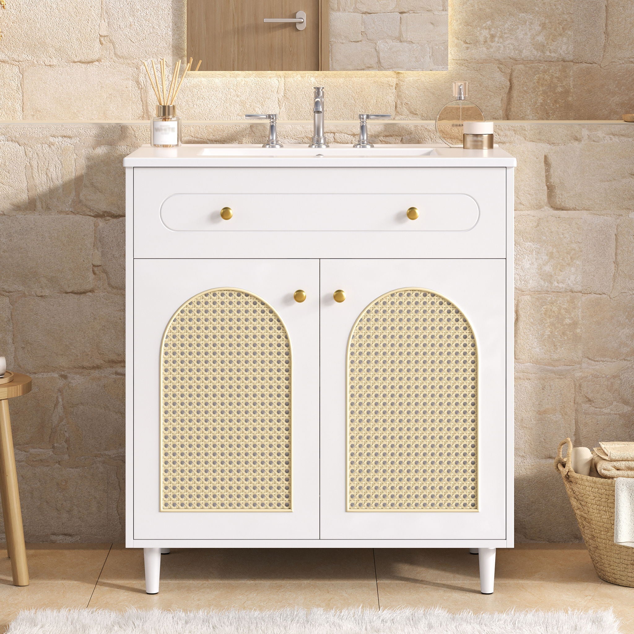 Modern Bathroom Vanity With Sink, Cabinet With Adjustable Shelf