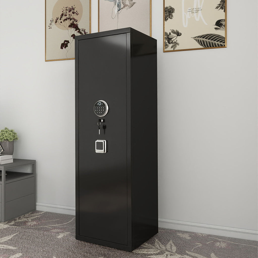 Rifle Safe, Biometric & Keypad Lock, Adjustable Gun Racks With Built In Alarm System