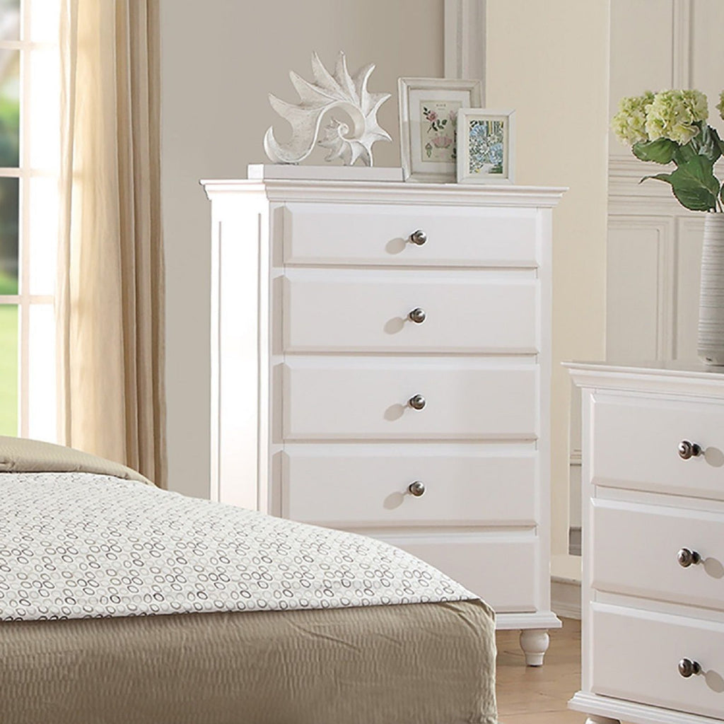 1 Piece Chest 5 Drawers Knob Handles Bedroom Furniture - White
