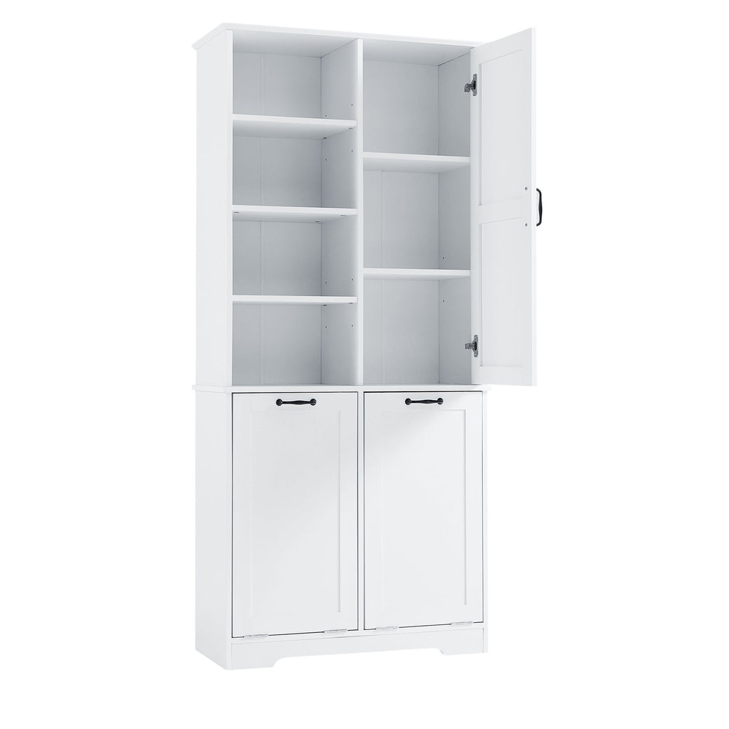 Freestanding Bathroom Storage Cabinet With Doors And Drawers, Adjustable Shelves, Tilt-Out Laundry Hamper