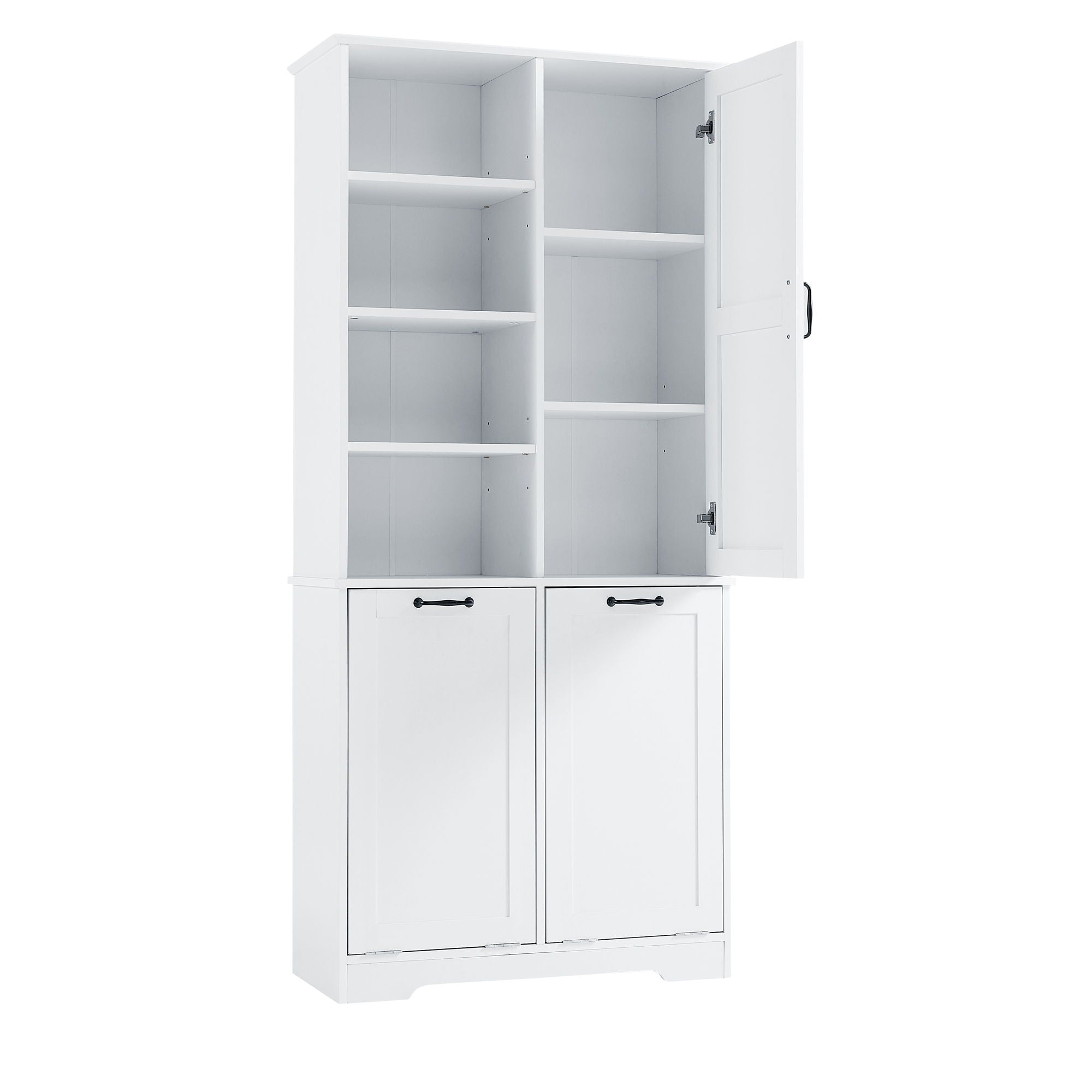 Freestanding Bathroom Storage Cabinet With Doors And Drawers, Adjustable Shelves, Tilt-Out Laundry Hamper